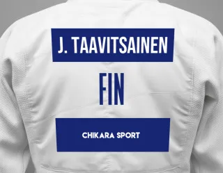 Judo GI with a backnumber showing the name Jesper Taavitsainen from Chikara Sport
