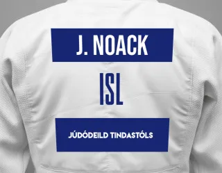 Judo GI with a backnumber showing the name Jóhanna María Grétarsdóttir Noack from Júdódeild Tindastóls