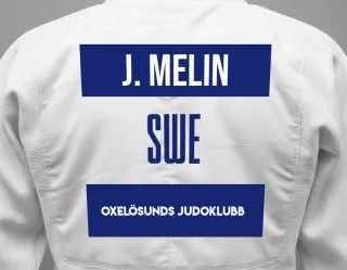 Judo GI with a backnumber showing the name Jimmi Melin from Oxelösunds Judoklubb