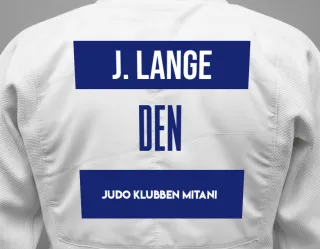 Judo GI with a backnumber showing the name Johan Lange from Judo Klubben Mitani
