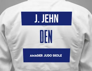 Judo GI with a backnumber showing the name Johanna Jehn from Amager Judo Skole