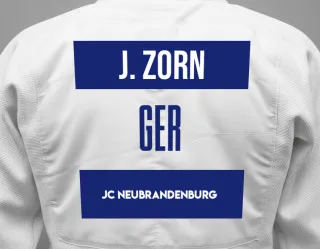 Judo GI with a backnumber showing the name Johanna Zorn from JC Neubrandenburg
