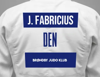 Judo GI with a backnumber showing the name Johannes Fabricius from Brøndby Judo Klub