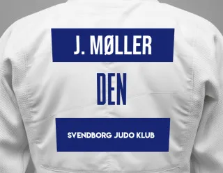 Judo GI with a backnumber showing the name Johannes Juhl Møller from Svendborg Judo Klub