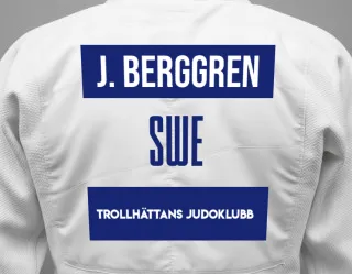 Judo GI with a backnumber showing the name Jolin Berggren from Trollhättans Judoklubb