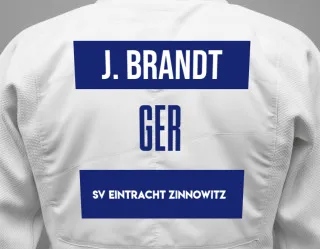 Judo GI with a backnumber showing the name Jonas Brandt from SV Eintracht Zinnowitz