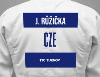 Judo GI with a backnumber showing the name Josef Růžička from TSC Turnov