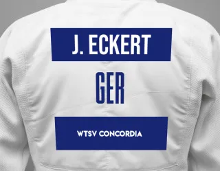 Judo GI with a backnumber showing the name Julia Eckert from WTSV Concordia
