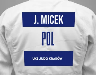 Judo GI with a backnumber showing the name Julia Micek from UKS Judo Kraków 