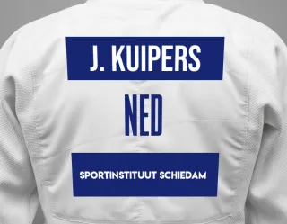 Judo GI with a backnumber showing the name Julian Kuipers from Sportinstituut Schiedam