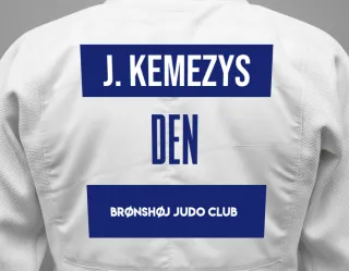 Judo GI with a backnumber showing the name Julius Kemezys from Brønshøj Judo Club