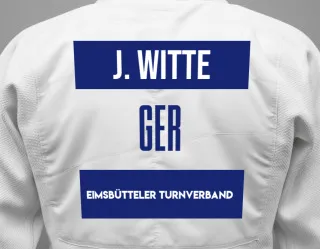 Judo GI with a backnumber showing the name Julius Witte from Eimsbütteler Turnverband