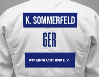 Judo GI with a backnumber showing the name Kai Sommerfeld from RSV Eintracht 1949 e. V.