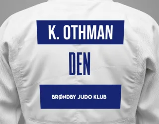 Judo GI with a backnumber showing the name Karim Othman from Brøndby Judo Klub