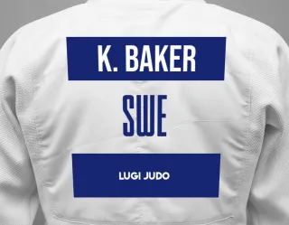 Judo GI with a backnumber showing the name Karl Baker from Lugi Judo