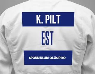 Judo GI with a backnumber showing the name Karl-Johannes Pilt from Spordiklubi Olümpiko