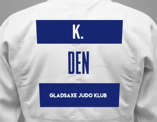 Judo GI with a backnumber showing the name Karl Johansen  from Gladsaxe Judo Klub
