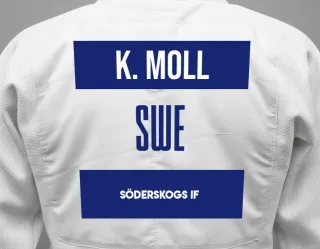 Judo GI with a backnumber showing the name Karl Moll from Söderskogs IF