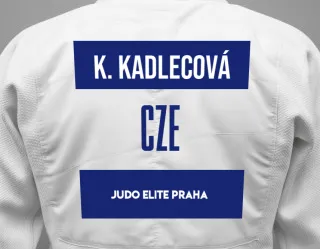 Judo GI with a backnumber showing the name Karolína Kadlecová from Judo Elite Praha
