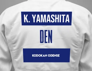Judo GI with a backnumber showing the name Kenta Yamashita from Kodokan Odense