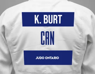 Judo GI with a backnumber showing the name Kiera Burt from Judo Ontario