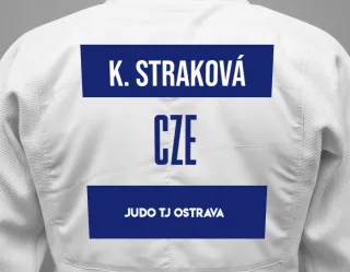 Judo GI with a backnumber showing the name Klára Straková from Judo TJ Ostrava