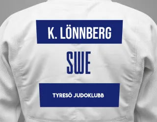 Judo GI with a backnumber showing the name Knut Lönnberg from Tyresö Judoklubb