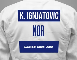 Judo GI with a backnumber showing the name Kosta Ignjatovic from Sagene IF Godai Judo