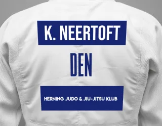 Judo GI with a backnumber showing the name Kristian Neertoft from Herning Judo & Jiu-Jitsu Klub