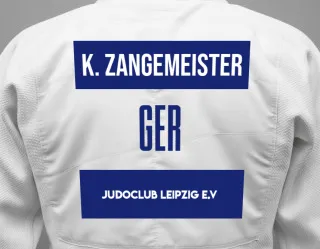 Judo GI with a backnumber showing the name Kurt Zangemeister from Judoclub Leipzig e.V