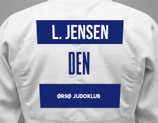 Judo GI with a backnumber showing the name Lærke Kold Jensen from Ørsø Judoklub