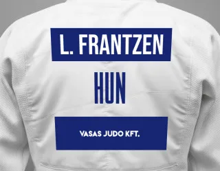 Judo GI with a backnumber showing the name Léna Frantzen from Vasas Judo Kft.