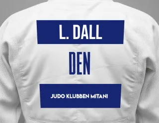 Judo GI with a backnumber showing the name Lila Dall from Judo Klubben Mitani