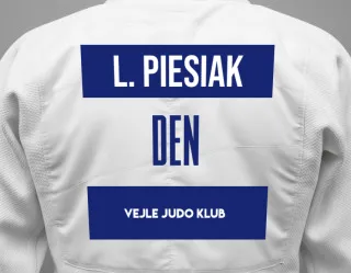 Judo GI with a backnumber showing the name Liliana Piesiak from Vejle Judo Klub