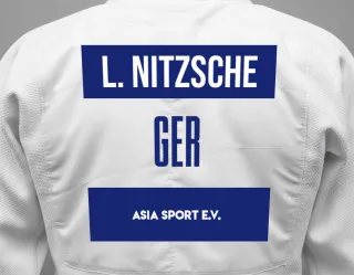 Judo GI with a backnumber showing the name Lilly Nitzsche from ASIA SPORT e.V.