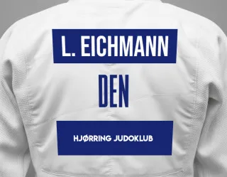 Judo GI with a backnumber showing the name Line Eichmann from Hjørring Judoklub