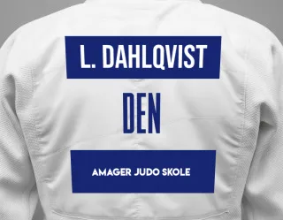 Judo GI with a backnumber showing the name Loui Dahlqvist from Amager Judo Skole