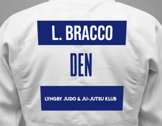 Judo GI with a backnumber showing the name Luigi Bracco from Lyngby Judo & Ju-Jutsu Klub