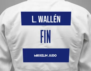 Judo GI with a backnumber showing the name Lumia Wallén from Mikkelin Judo