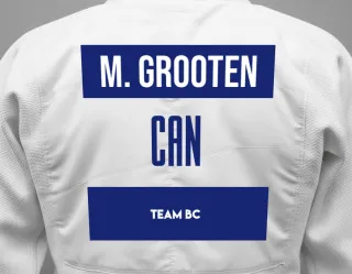 Judo GI with a backnumber showing the name Maegan Grooten from Team BC