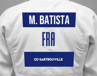 Judo GI with a backnumber showing the name Maeva Batista from Co sartrouville
