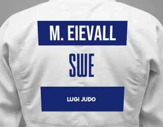 Judo GI with a backnumber showing the name Magda Eievall from Lugi Judo