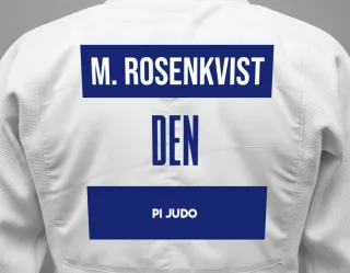 Judo GI with a backnumber showing the name Magnus Rosenkvist from PI Judo