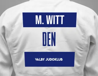 Judo GI with a backnumber showing the name Magnus Witt from Valby Judoklub