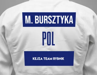Judo GI with a backnumber showing the name Małgorzata Bursztyka from Kejza Team Rybnik