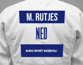 Judo GI with a backnumber showing the name Maikel Rutjes from Budo Sport Shizentai