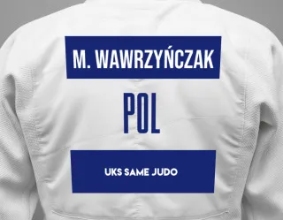 Judo GI with a backnumber showing the name Maja Wawrzyńczak from UKS Same Judo