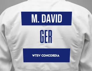 Judo GI with a backnumber showing the name Marc David from WTSV Concordia
