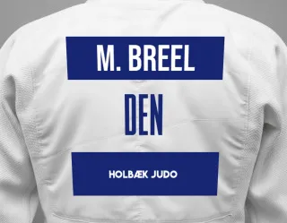 Judo GI with a backnumber showing the name Marcus Breel from Holbæk Judo