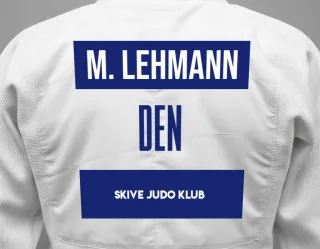 Judo GI with a backnumber showing the name Maria Helena Lehmann from Skive Judo Klub